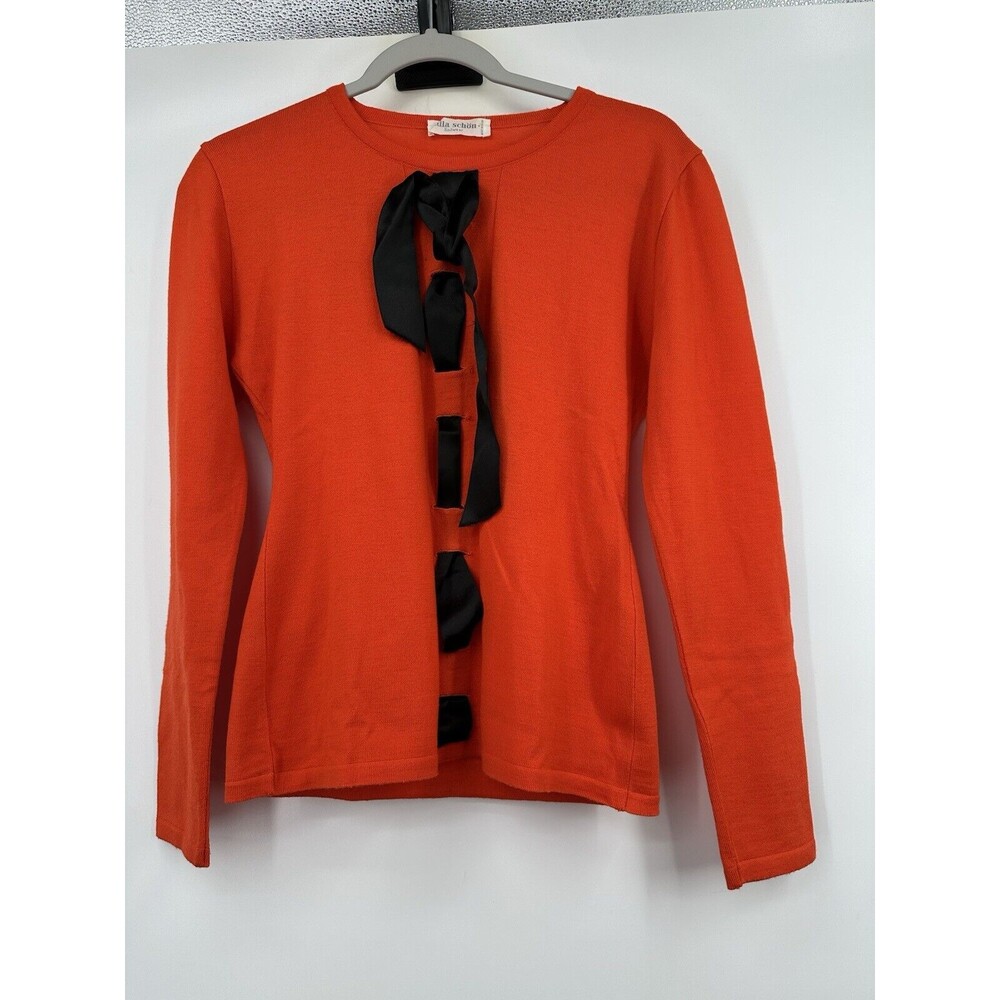 Made in Italy Women's Wool Blend Mixed‎ Sweater Size Small Red  long sleeves - Picture 2 of 11